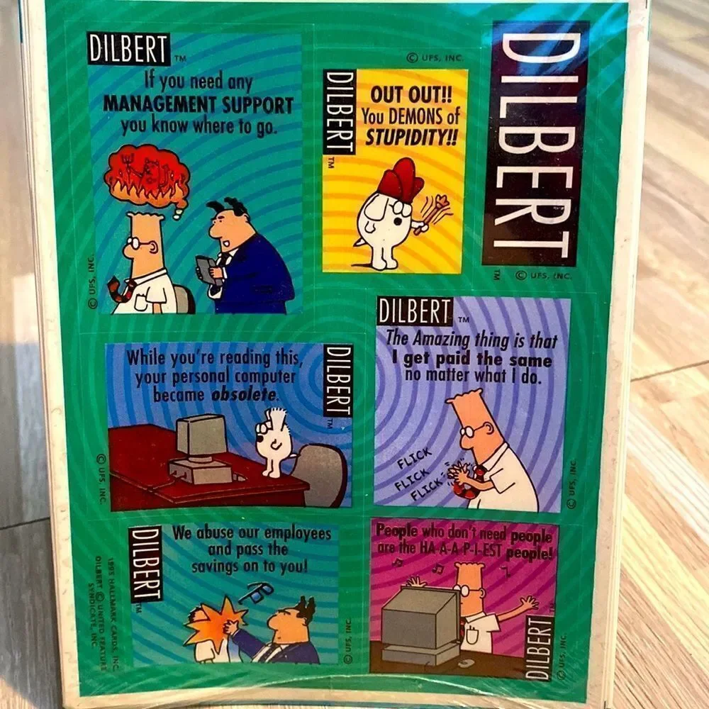 Vintage 1995 Hallmark Dilbert Stickers 4 Sheets 28 Labels NOS office supplies